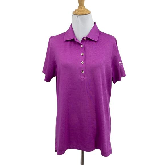 Peter Millar Shirt Womens L Large Berry 5 Button Placket Performance *Logo - Picture 1 of 10